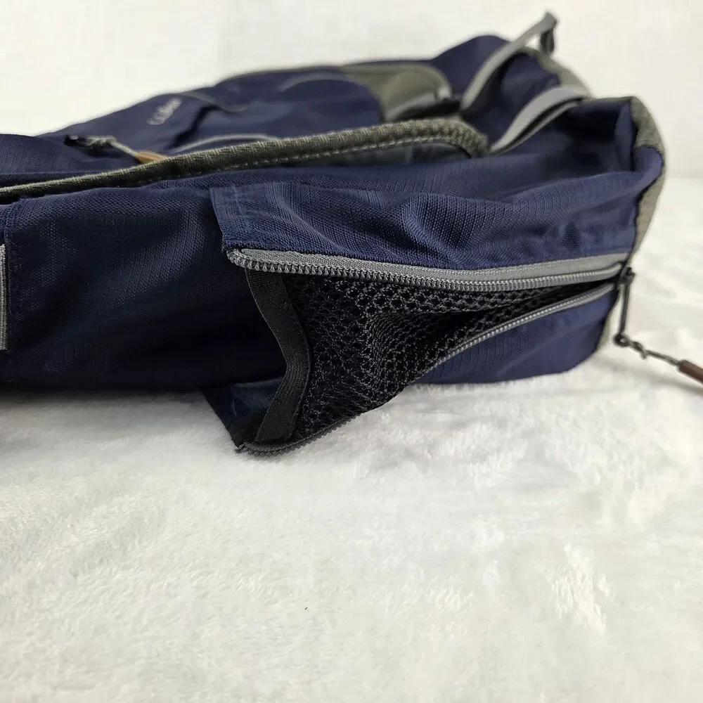 LL Bean Vintage Blue Gray Padded Laptop Messenger Shoulder Bag Briefcase